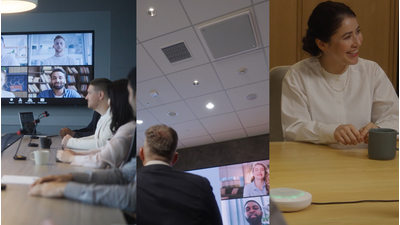 Foto de personas conferenciando cómodamente en diferentes entornos, que representa la auto-optimización inteligente.