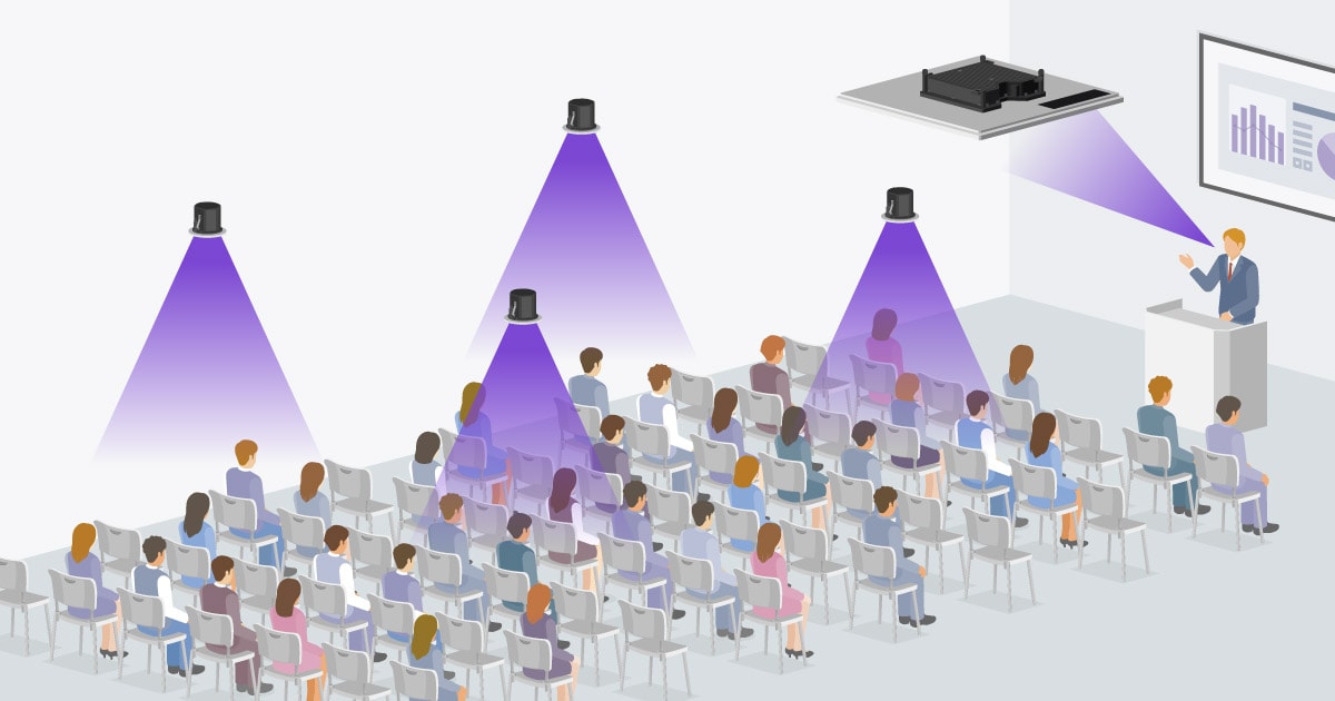 Illustration showing Voice Lift  one-way communication for presentation style